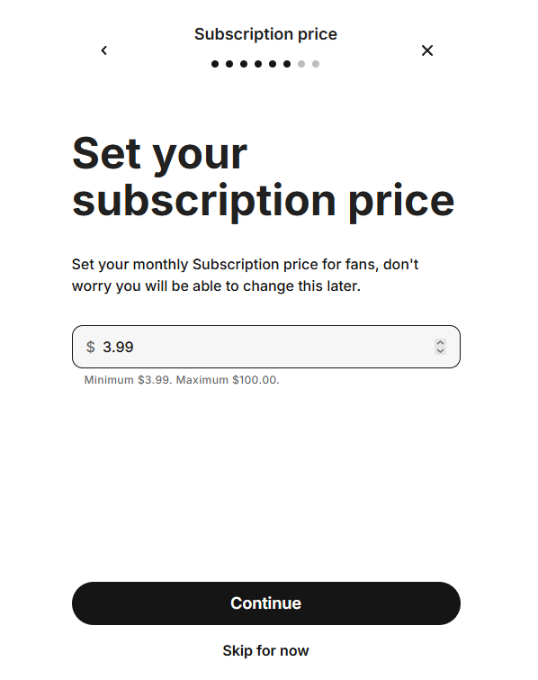 fanvue pricing page