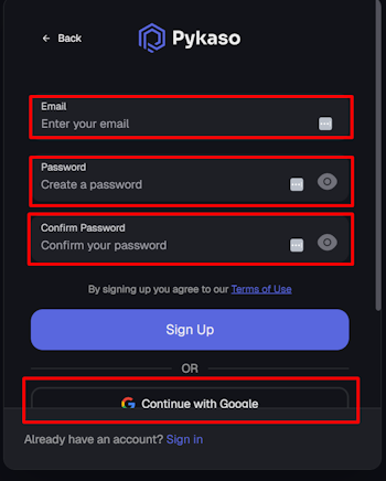 registering in pykaso AI